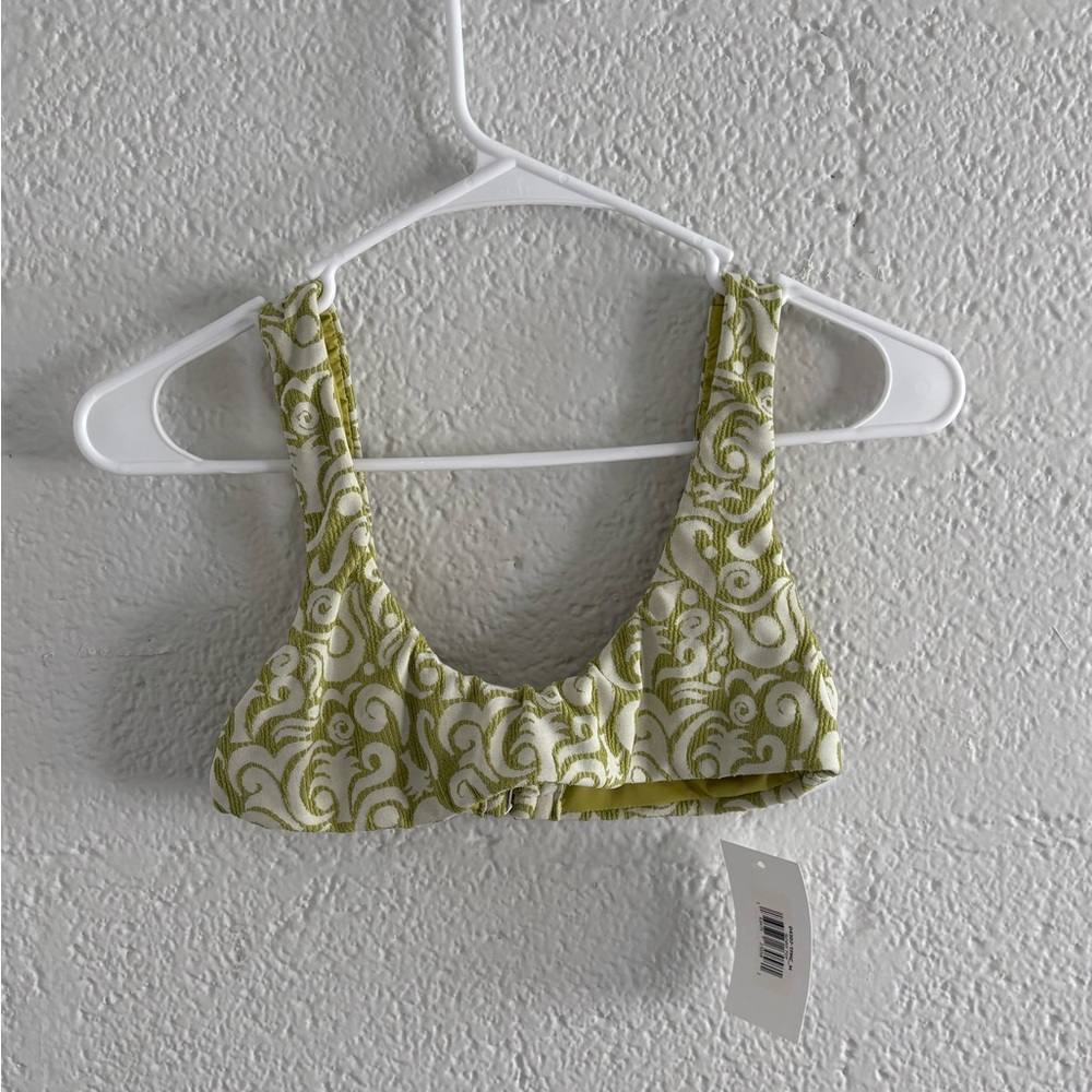 Dippin' Daisy's green and white Sunny Bralette Bikini Top